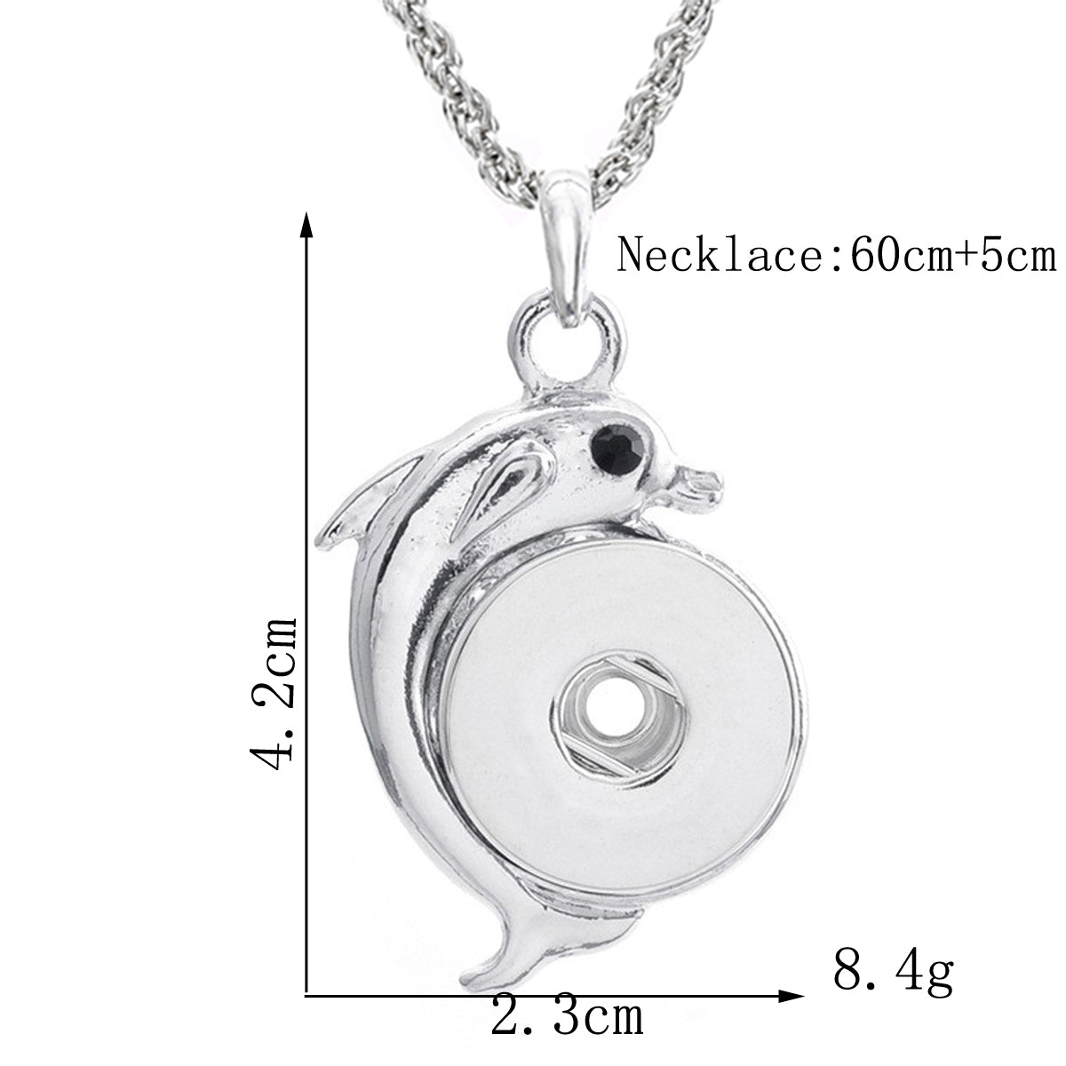 18mm Dolphin Interchangeable Snap Charm Necklace