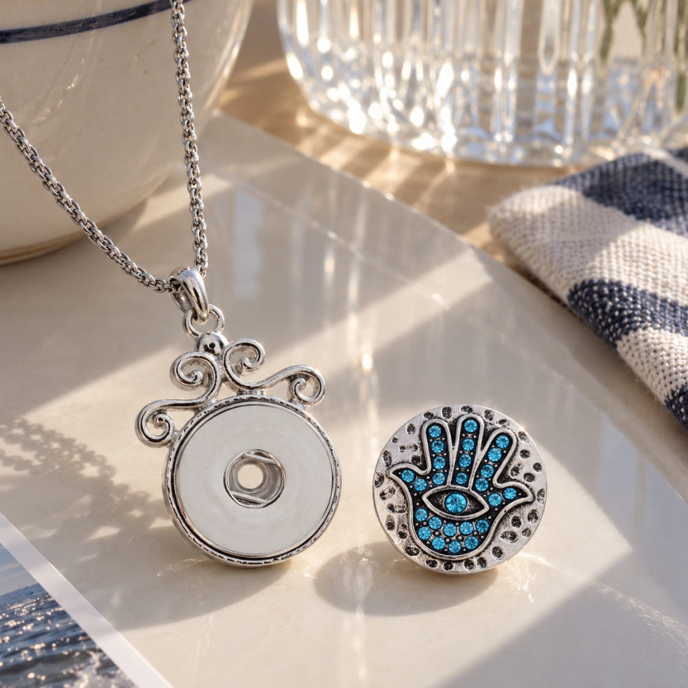 18mm Scrollwork Frame Interchangeable Snap Charm Necklace