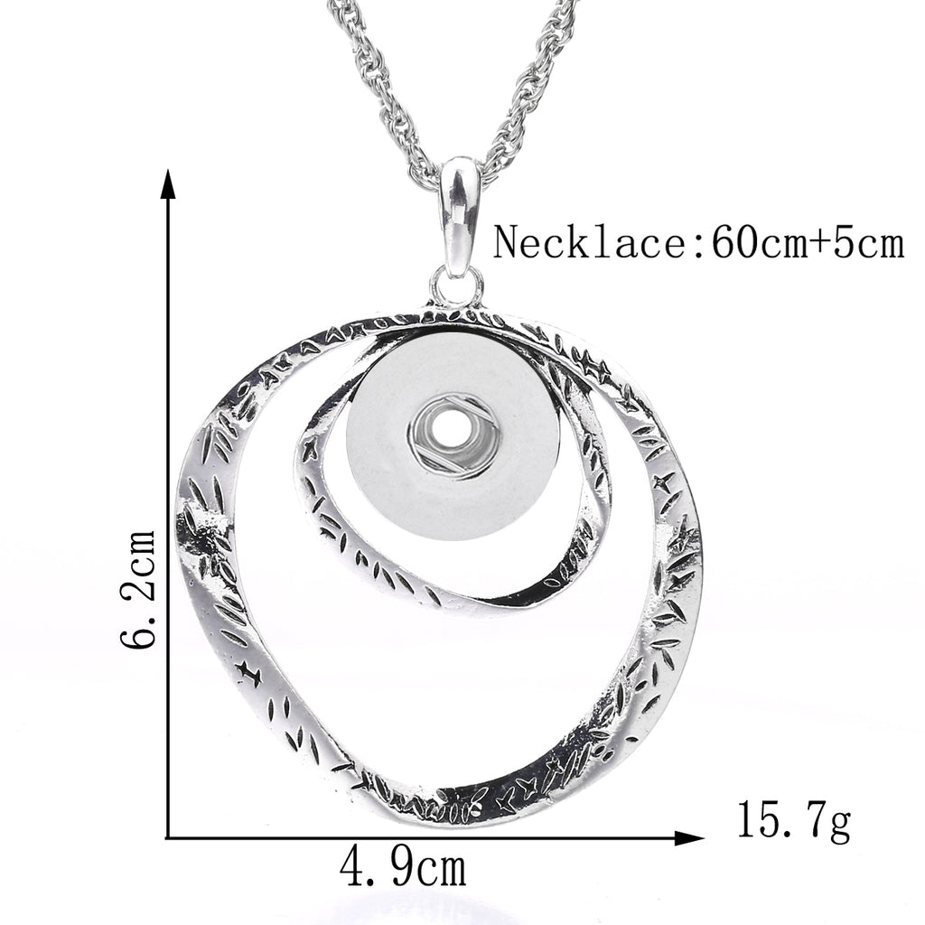 18mm Irregular Double-Ring Interchangeable Snap Charm Necklace