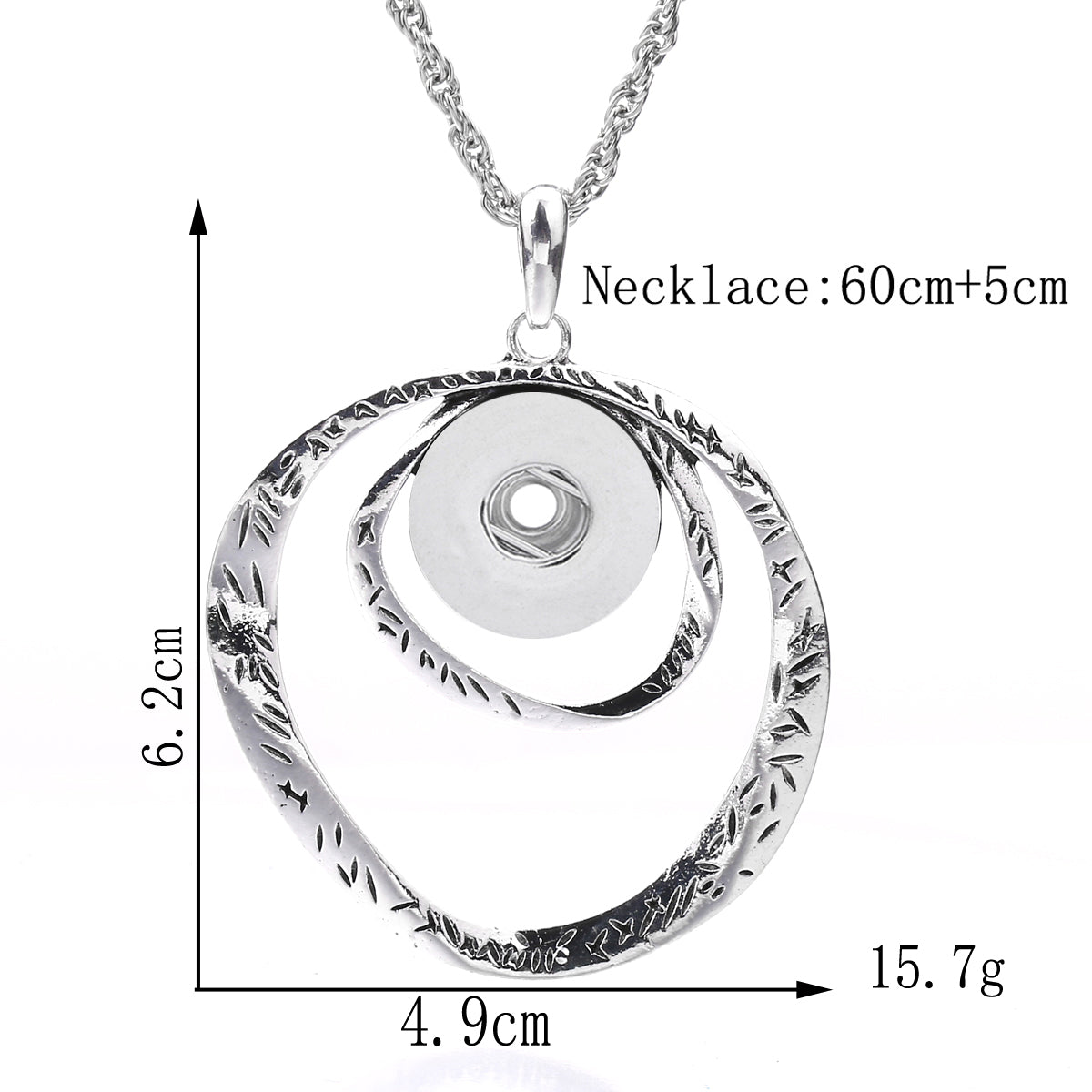 18mm Irregular Double-Ring Interchangeable Snap Charm Necklace
