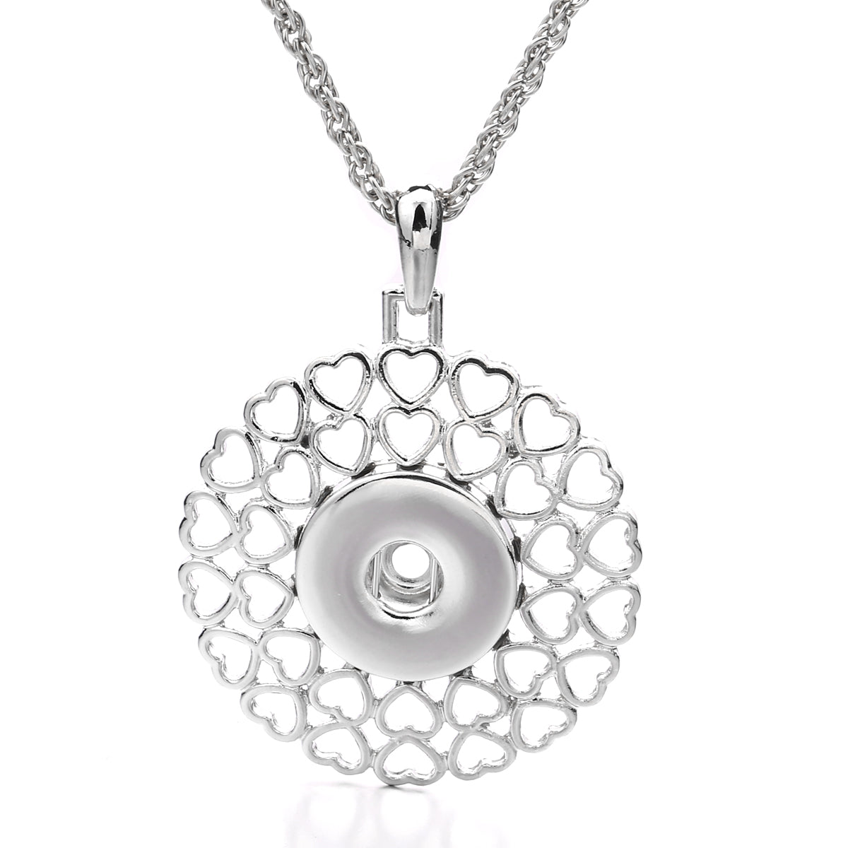 18mm Heart Bloom Interchangeable Snap Charm Necklace