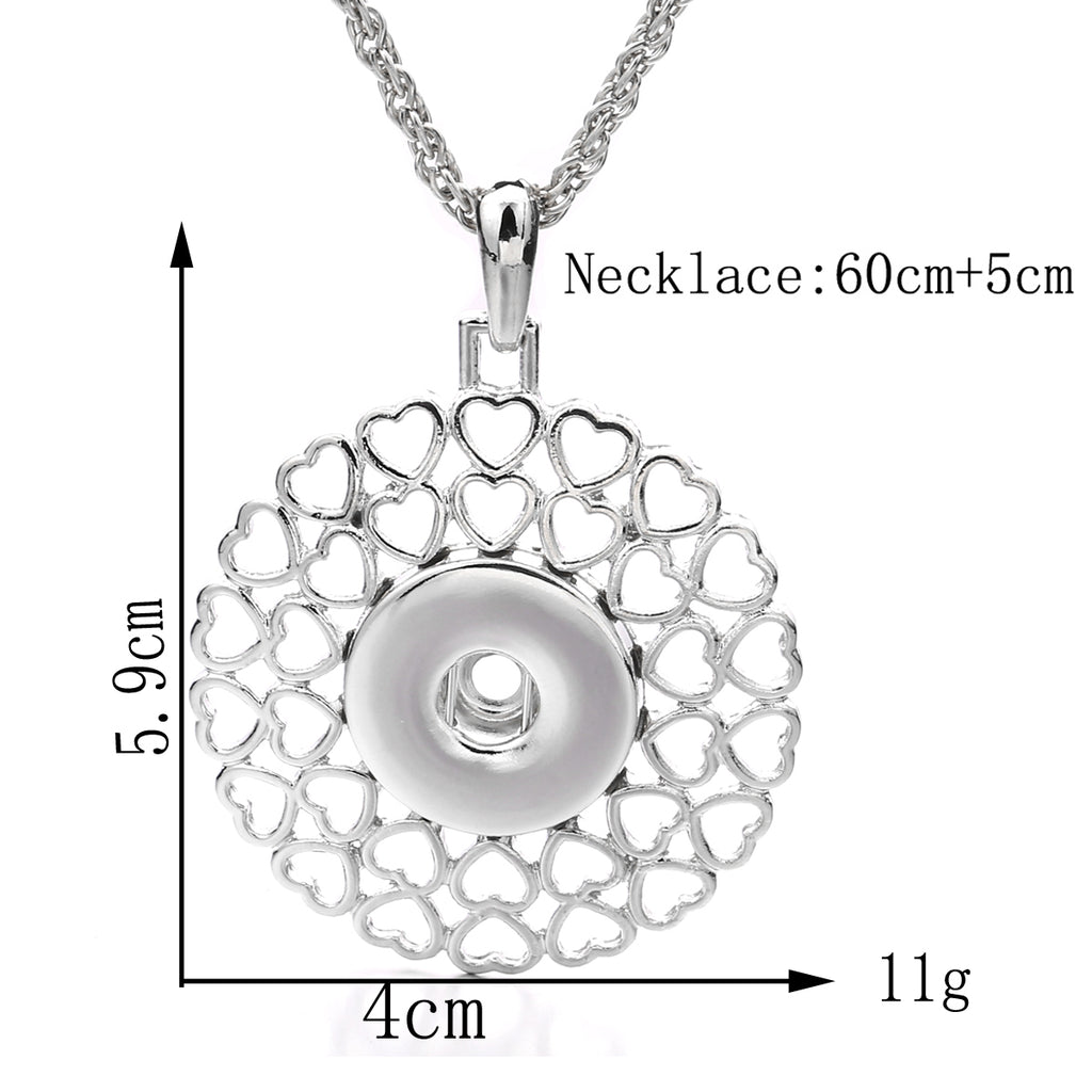 18mm Heart Bloom Interchangeable Snap Charm Necklace