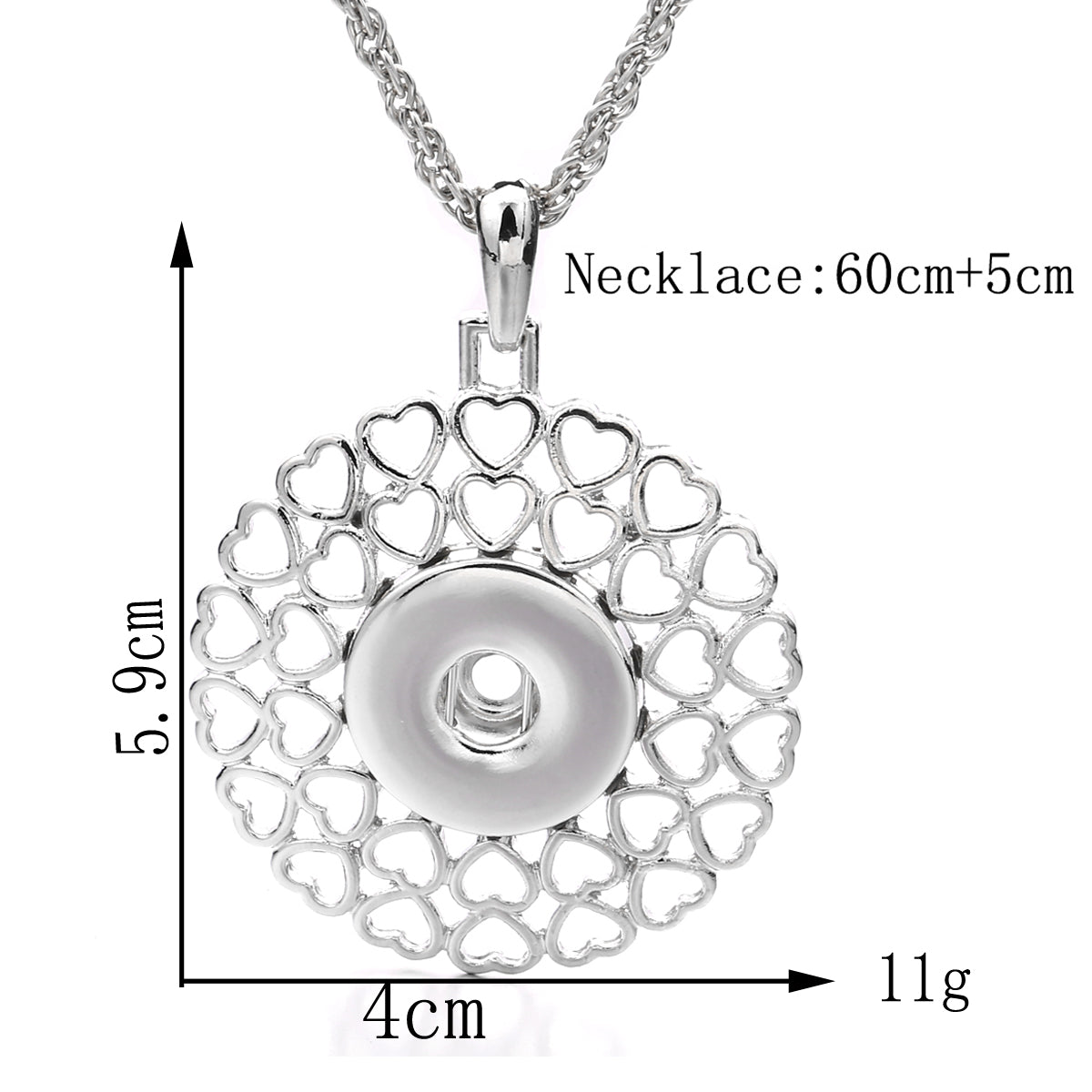 18mm Heart Bloom Interchangeable Snap Charm Necklace