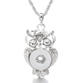 18mm Rhinestone Owl Interchangeable Snap Charm Necklace