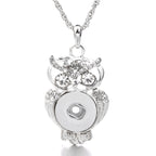 18mm Rhinestone Owl Interchangeable Snap Charm Necklace