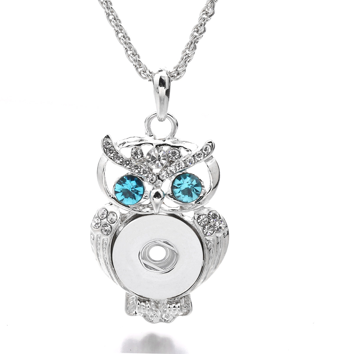 18mm Rhinestone Owl Interchangeable Snap Charm Necklace