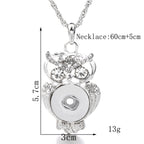 18mm Rhinestone Owl Interchangeable Snap Charm Necklace