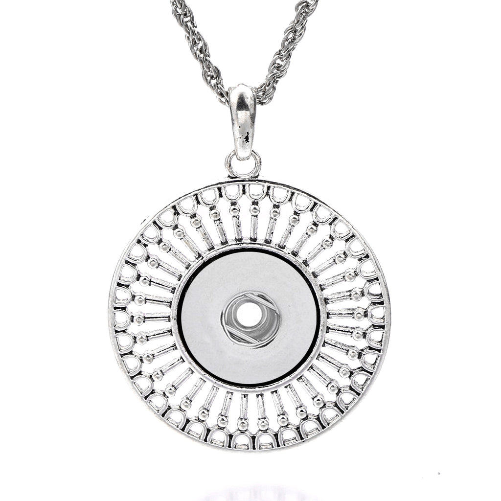 18mm Sunburst Openwork Interchangeable Snap Charm Necklace