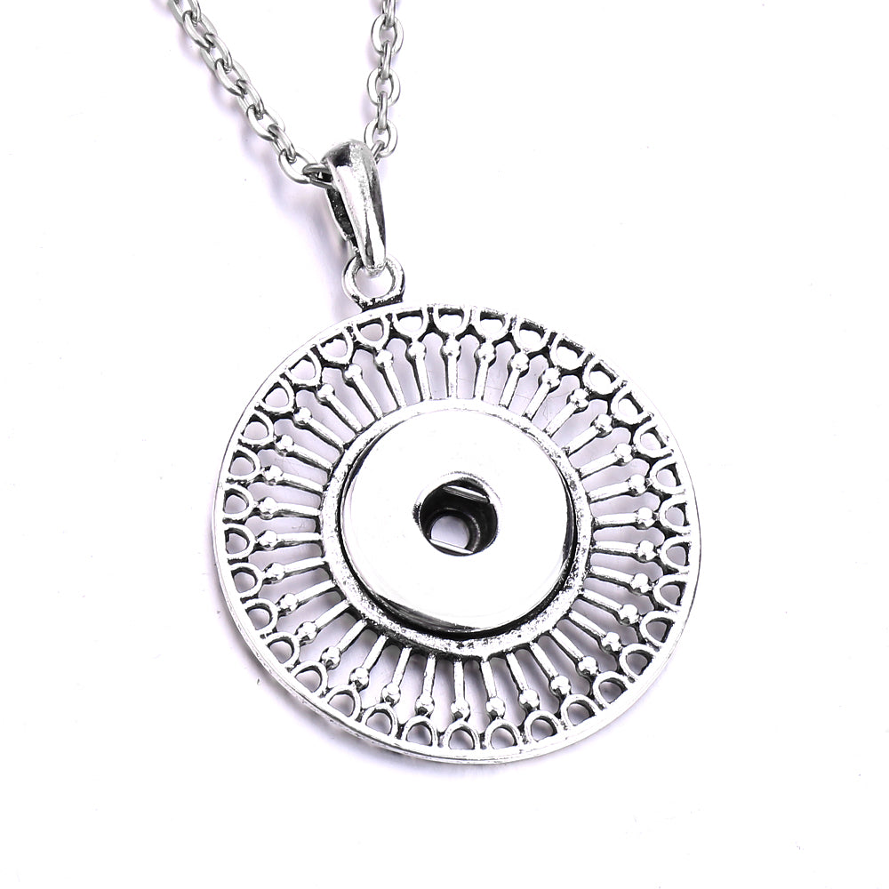 18mm Sunburst Openwork Interchangeable Snap Charm Necklace