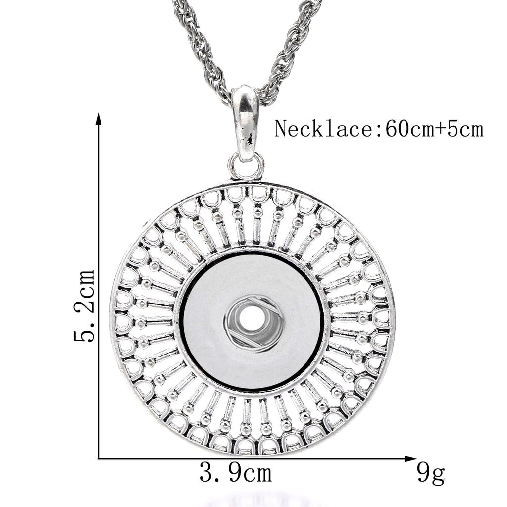 18mm Sunburst Openwork Interchangeable Snap Charm Necklace