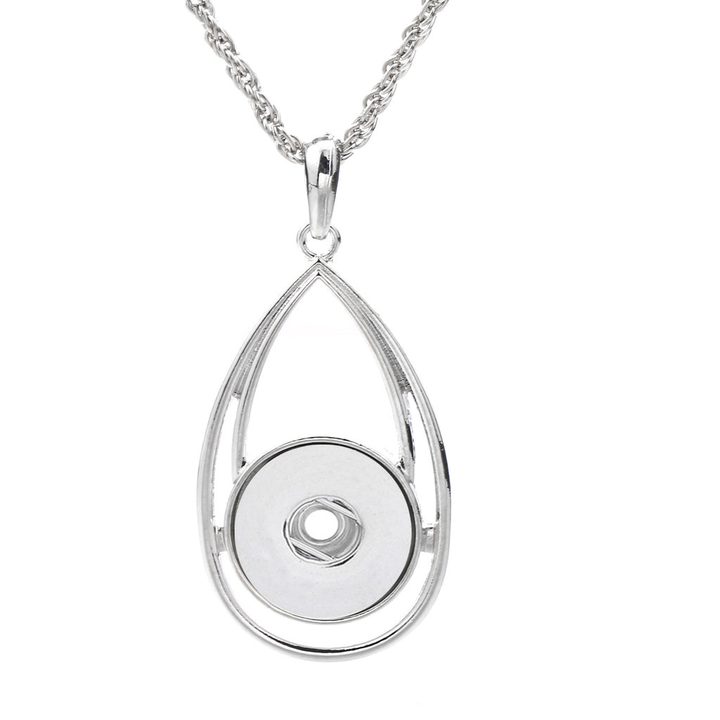 18mm Teardrop Openwork Interchangeable Snap Charm Necklace