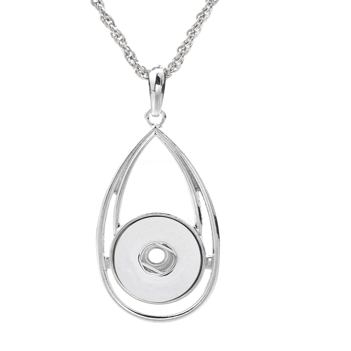 18mm Teardrop Openwork Interchangeable Snap Charm Necklace
