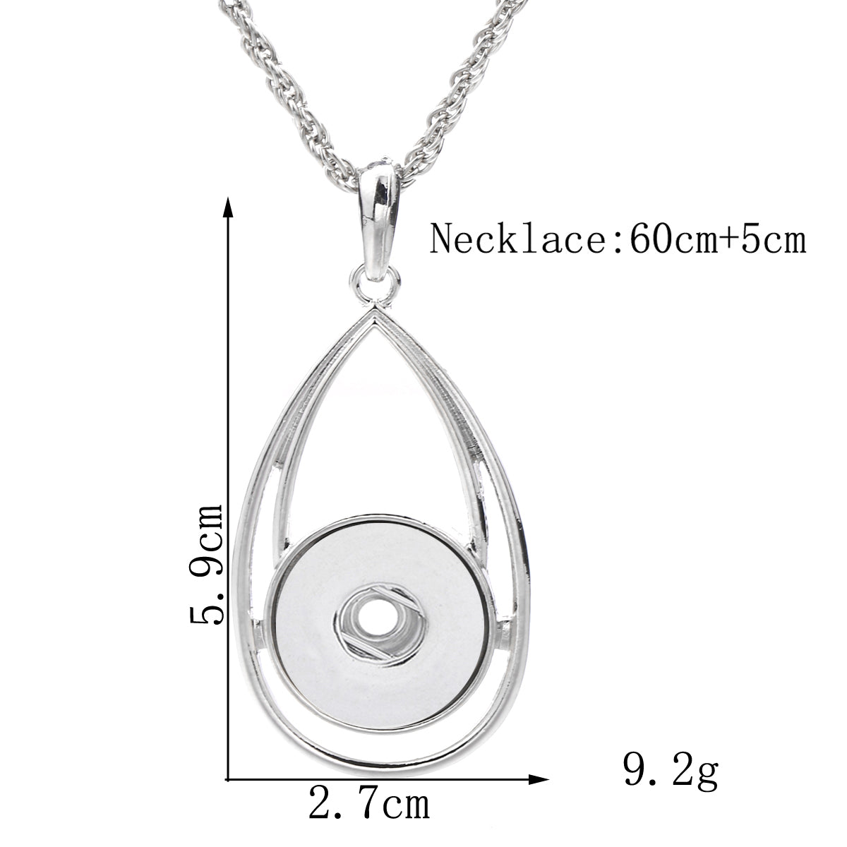 18mm Teardrop Openwork Interchangeable Snap Charm Necklace