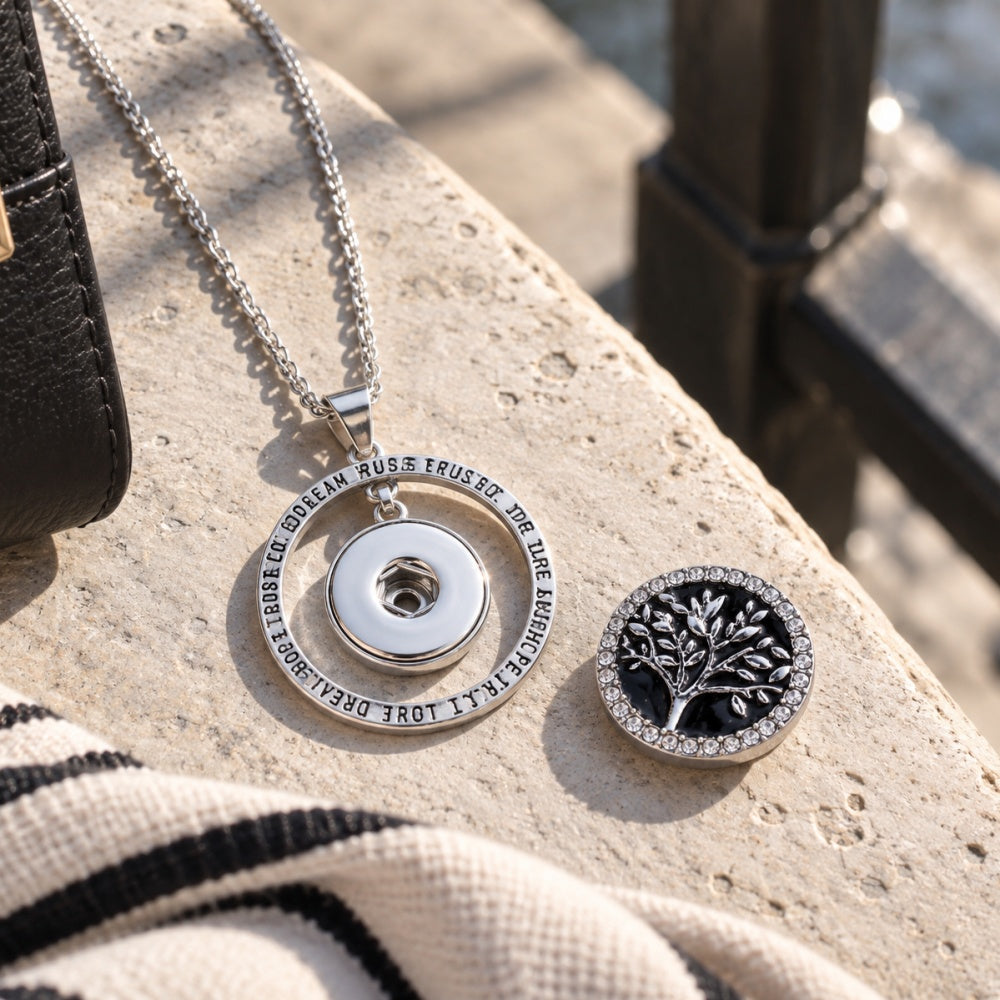 18mm Inspirational Word Ring Interchangeable Snap Charm Necklace