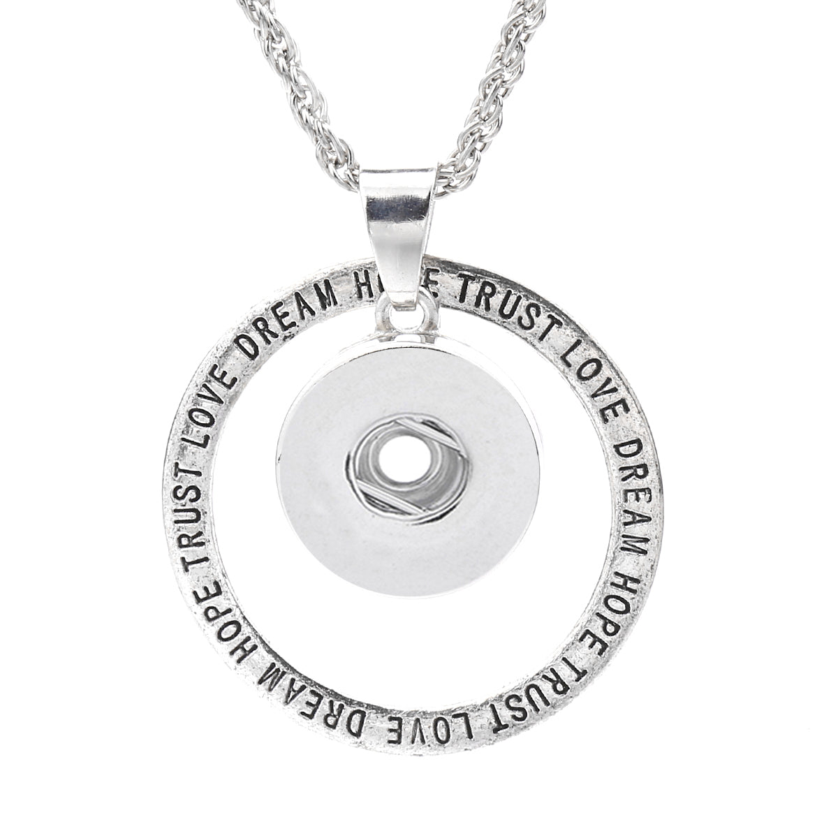 18mm Inspirational Word Ring Interchangeable Snap Charm Necklace