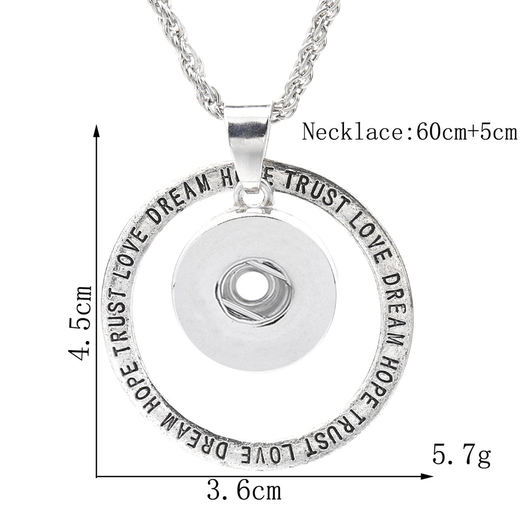 18mm Inspirational Word Ring Interchangeable Snap Charm Necklace