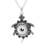 18mm Turtle Rhinestone Snap Charm Necklace | Interchangeable Snap Button Jewelry