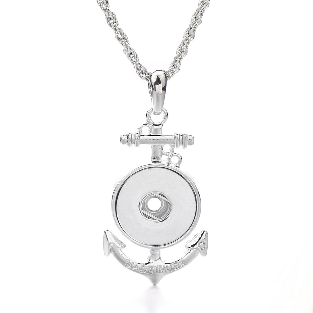 18mm Nautical Anchor Snap Charm Necklace | Interchangeable Anchor Pendant