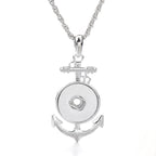 18mm Nautical Anchor Snap Charm Necklace | Interchangeable Anchor Pendant