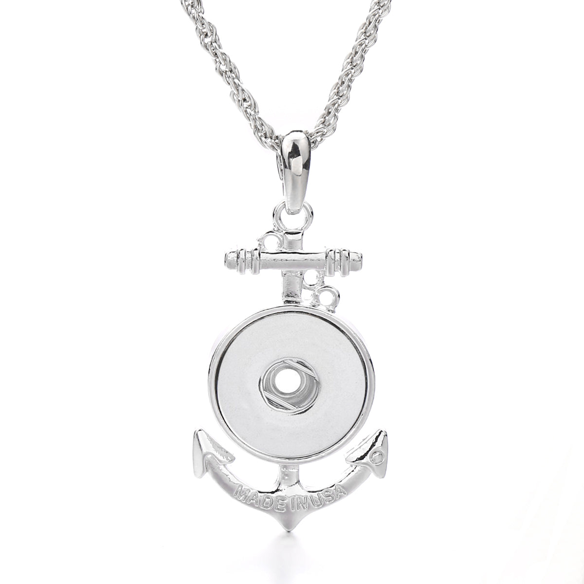 18mm Nautical Anchor Snap Charm Necklace | Interchangeable Anchor Pendant