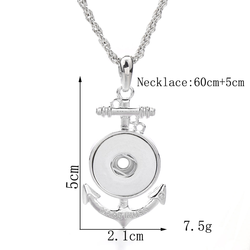 18mm Nautical Anchor Snap Charm Necklace | Interchangeable Anchor Pendant