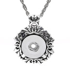 18mm Vintage Floral Scrollwork Snap Charm Necklace | Interchangeable Pendant