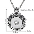 18mm Vintage Floral Scrollwork Snap Charm Necklace | Interchangeable Pendant