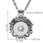 18mm Vintage Floral Scrollwork Snap Charm Necklace | Interchangeable Pendant