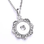 18mm Embellished Flower Snap Charm Necklace | Interchangeable Pendant