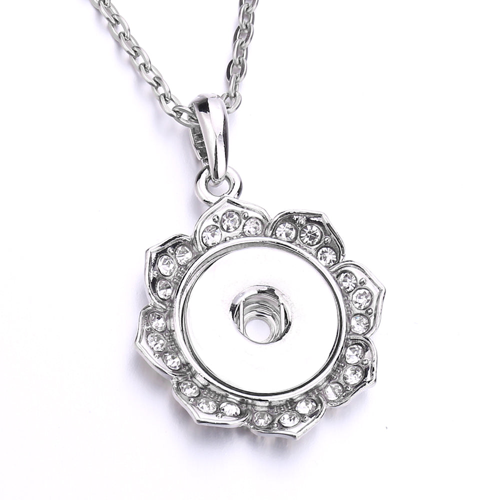 18mm Embellished Flower Snap Charm Necklace | Interchangeable Pendant