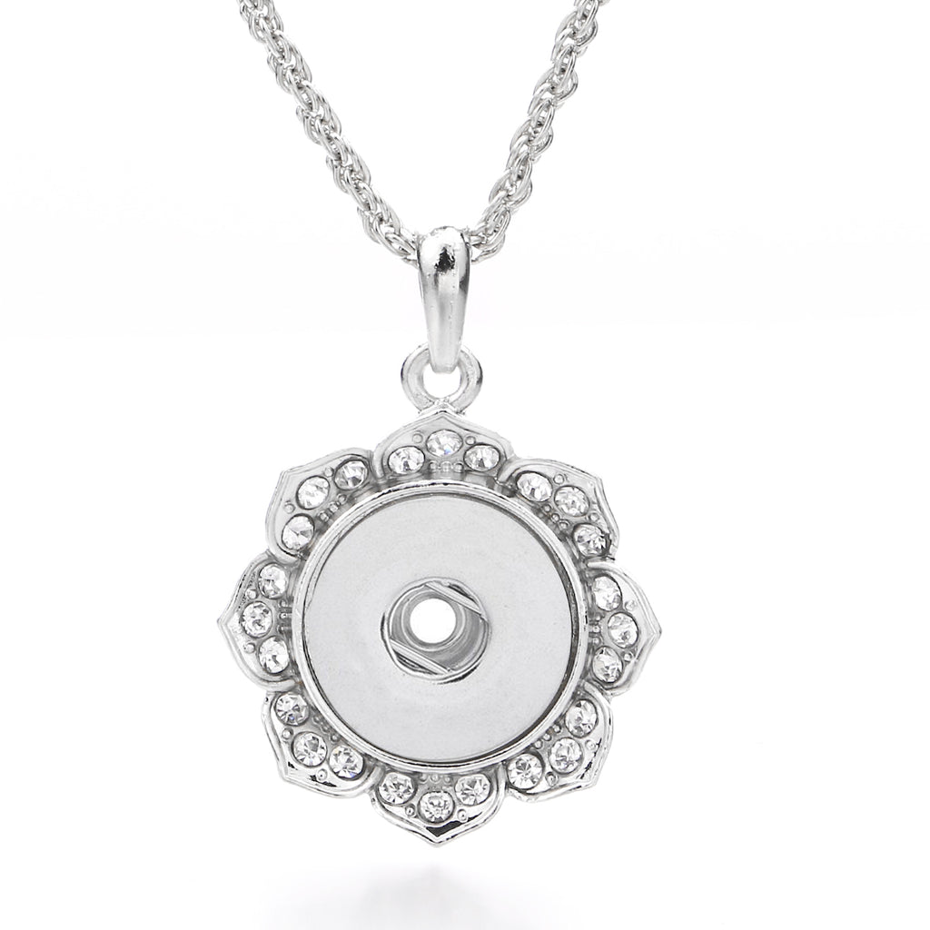 18mm Embellished Flower Snap Charm Necklace | Interchangeable Pendant