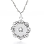 18mm Embellished Flower Snap Charm Necklace | Interchangeable Pendant