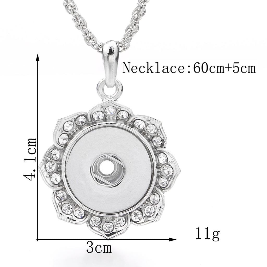 18mm Embellished Flower Snap Charm Necklace | Interchangeable Pendant