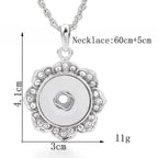 18mm Embellished Flower Snap Charm Necklace | Interchangeable Pendant