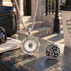 18mm Embellished Flower Snap Charm Necklace | Interchangeable Pendant