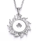 18mm Rhinestone Petal Snap Charm Necklace | Interchangeable Flower Pendant