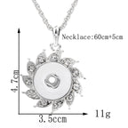 18mm Rhinestone Petal Snap Charm Necklace | Interchangeable Flower Pendant