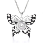 18mm Black & White Butterfly Snap Charm Necklace | Interchangeable Pendant
