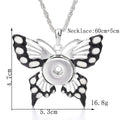 18mm Black & White Butterfly Snap Charm Necklace | Interchangeable Pendant