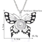 18mm Black & White Butterfly Snap Charm Necklace | Interchangeable Pendant