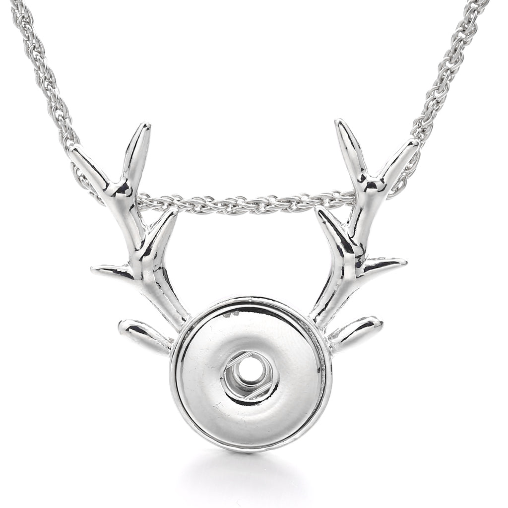 18mm Deer Antler Snap Charm Necklace | Interchangeable Pendant