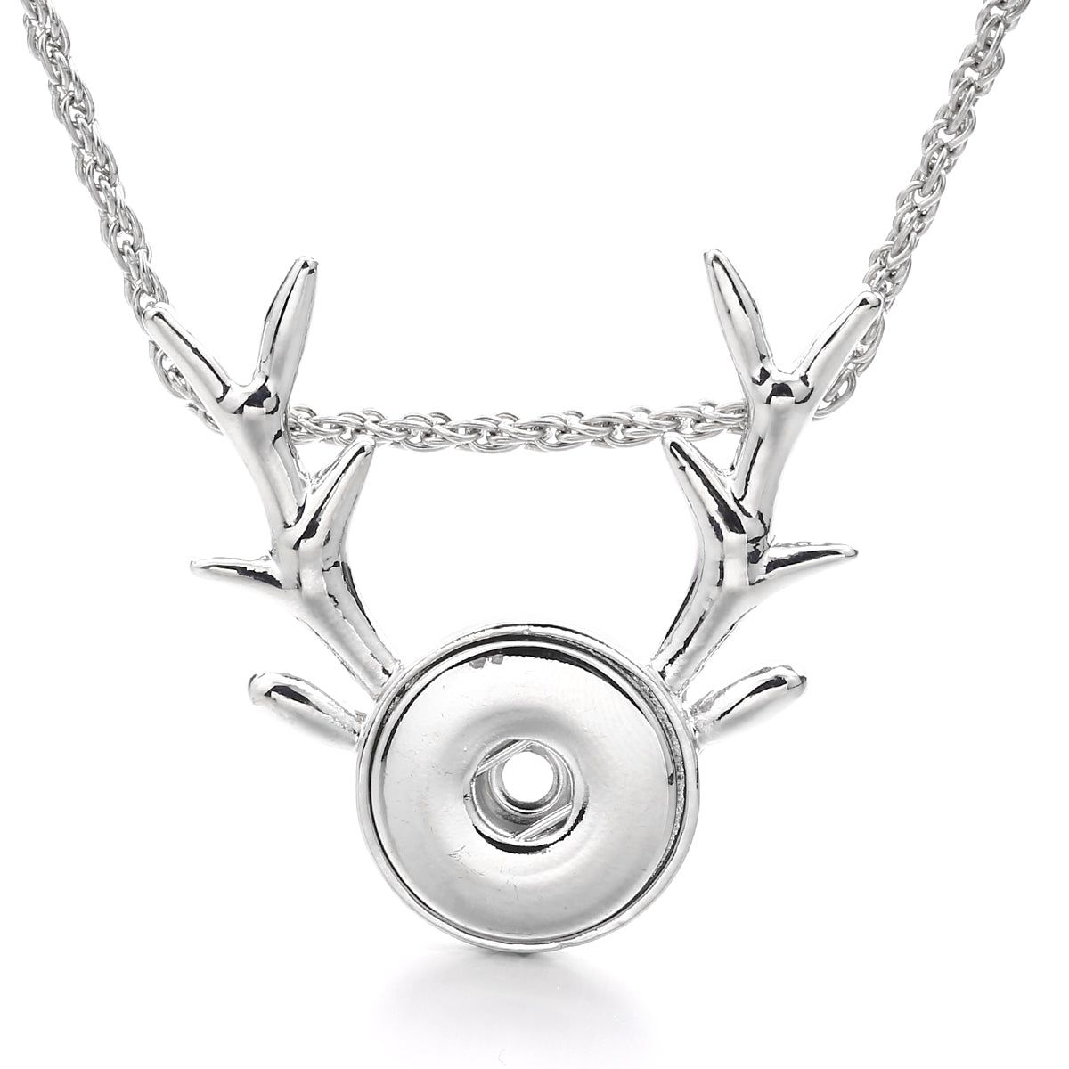 18mm Deer Antler Snap Charm Necklace | Interchangeable Pendant