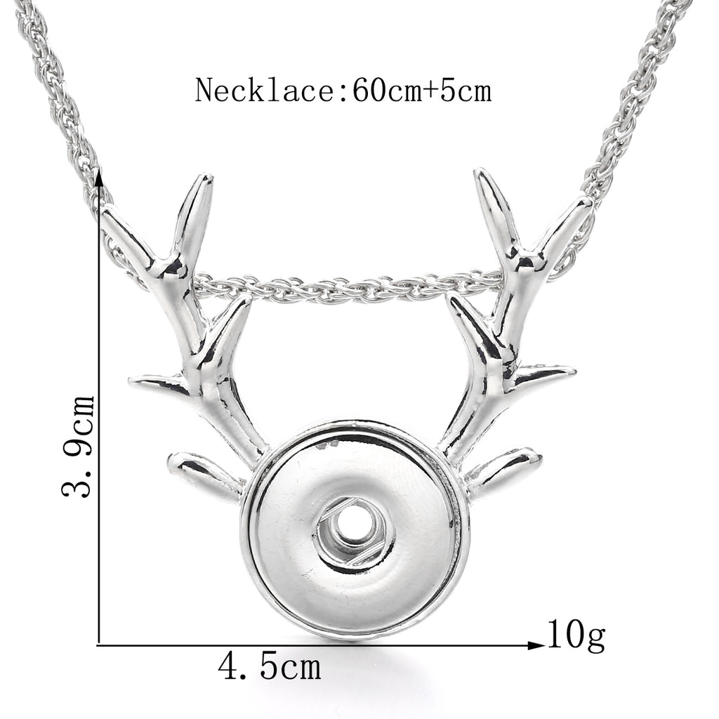 18mm Deer Antler Snap Charm Necklace | Interchangeable Pendant