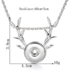 18mm Deer Antler Snap Charm Necklace | Interchangeable Pendant