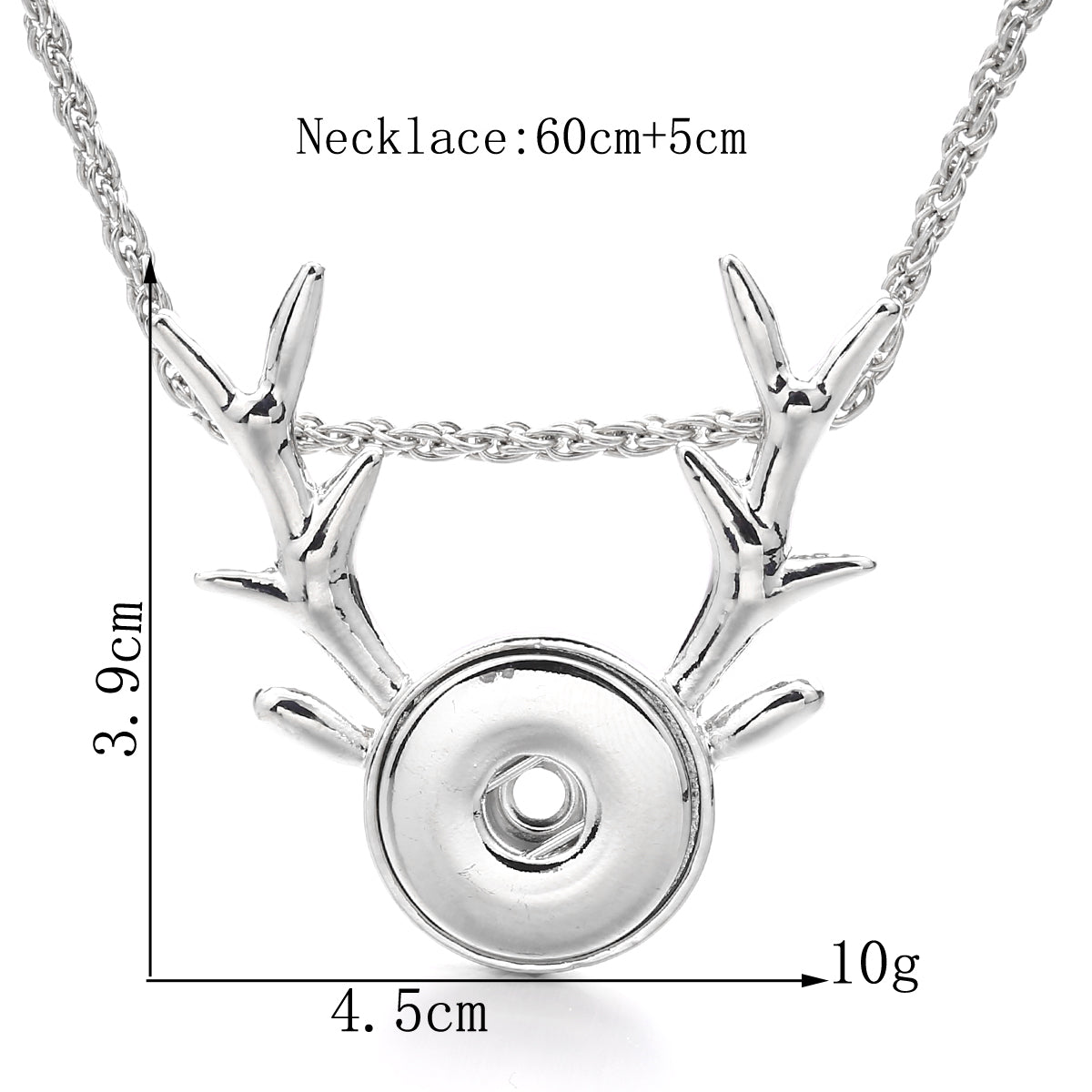 18mm Deer Antler Snap Charm Necklace | Interchangeable Pendant