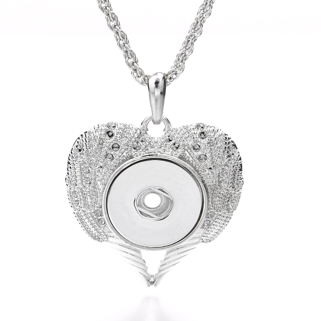 18mm Vintage Wing Snap Charm | Ornate Silver Interchangeable Necklace Pendant