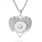 18mm Vintage Wing Snap Charm | Ornate Silver Interchangeable Necklace Pendant
