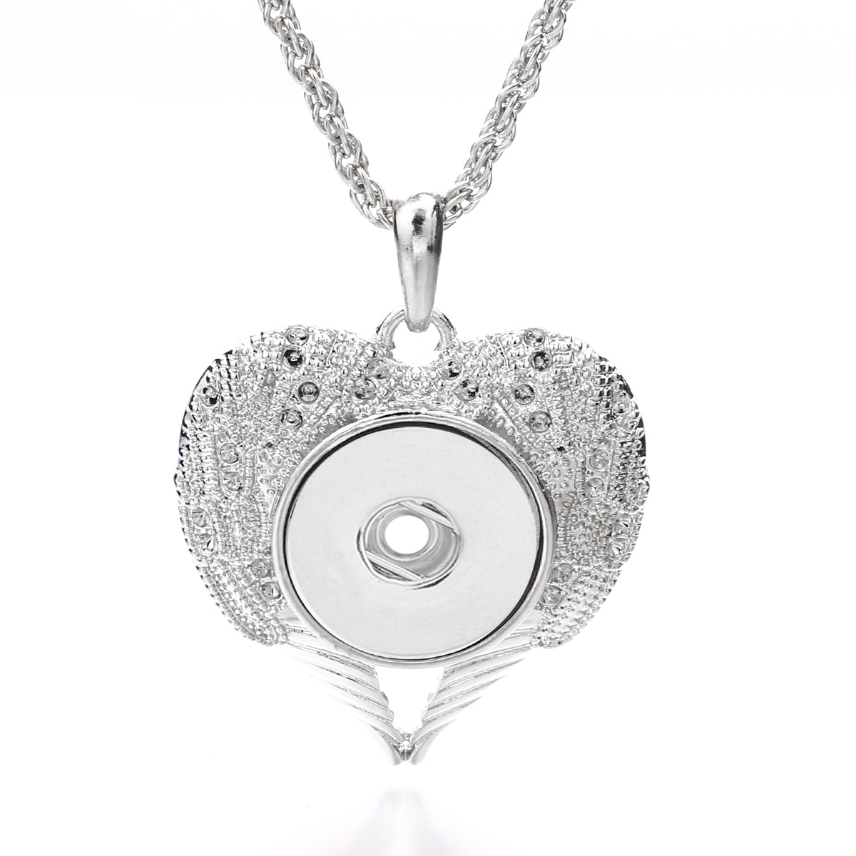 18mm Vintage Wing Snap Charm | Ornate Silver Interchangeable Necklace Pendant