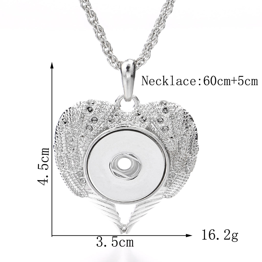 18mm Vintage Wing Snap Charm | Ornate Silver Interchangeable Necklace Pendant