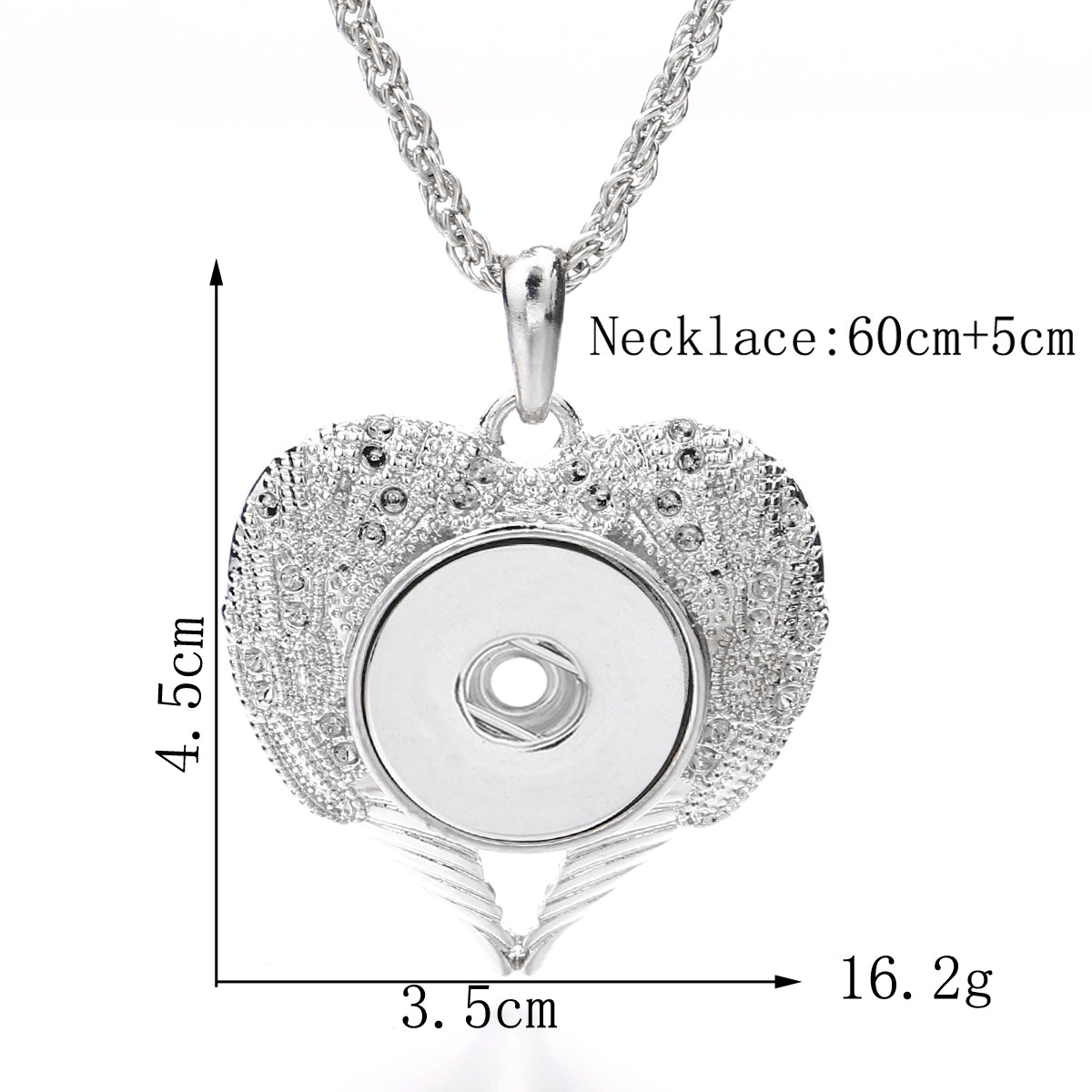 18mm Vintage Wing Snap Charm | Ornate Silver Interchangeable Necklace Pendant